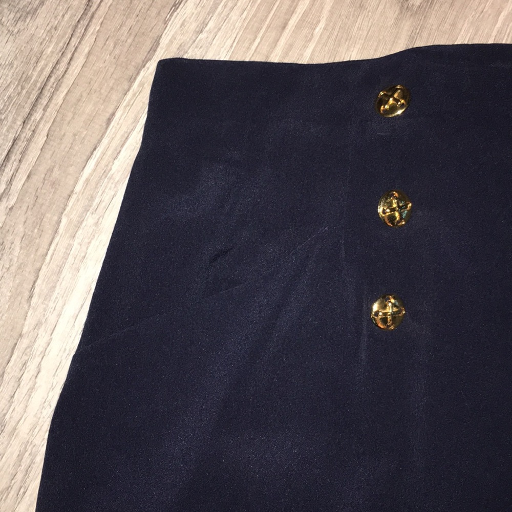 Peter Nygard Silk Full Length Navy Blue Skirt